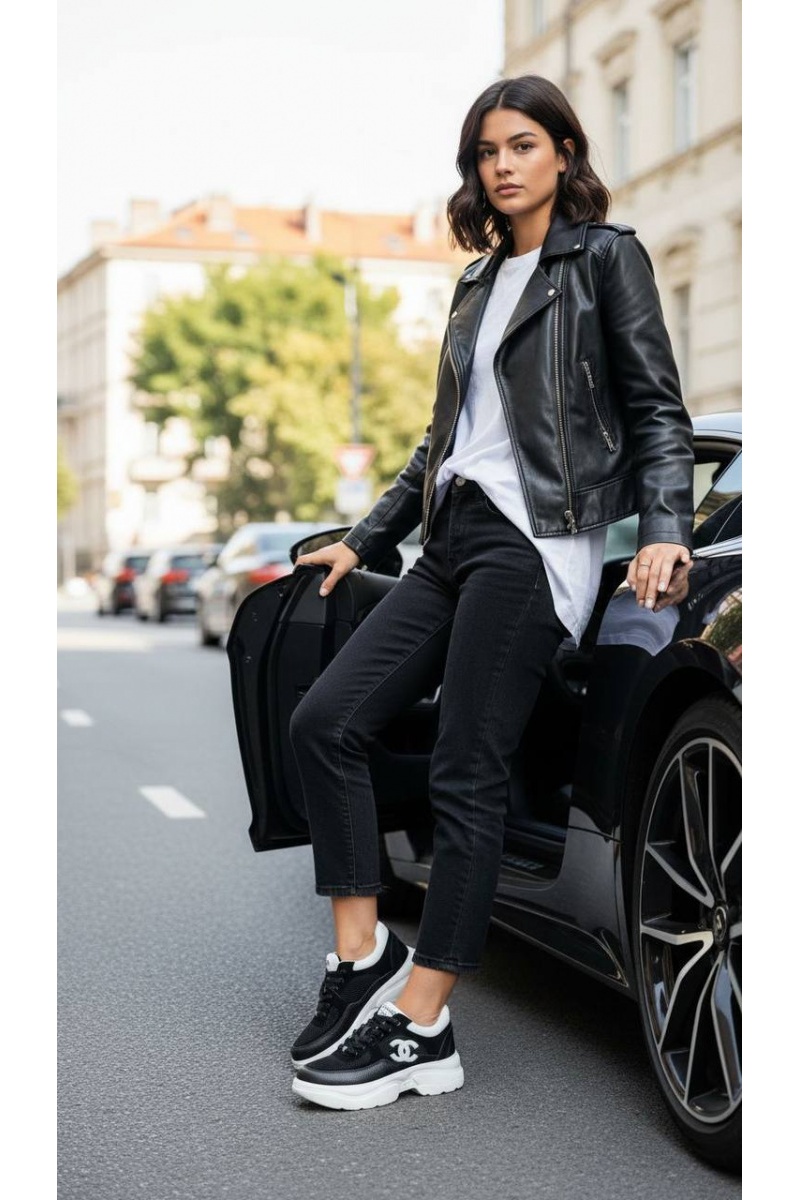 Chаnеl Чёрные женские кроссовки premium