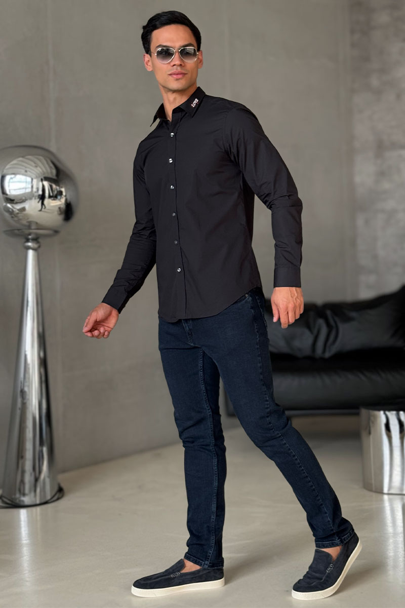 Hugо Воss Чёрная классическая рубашка Love