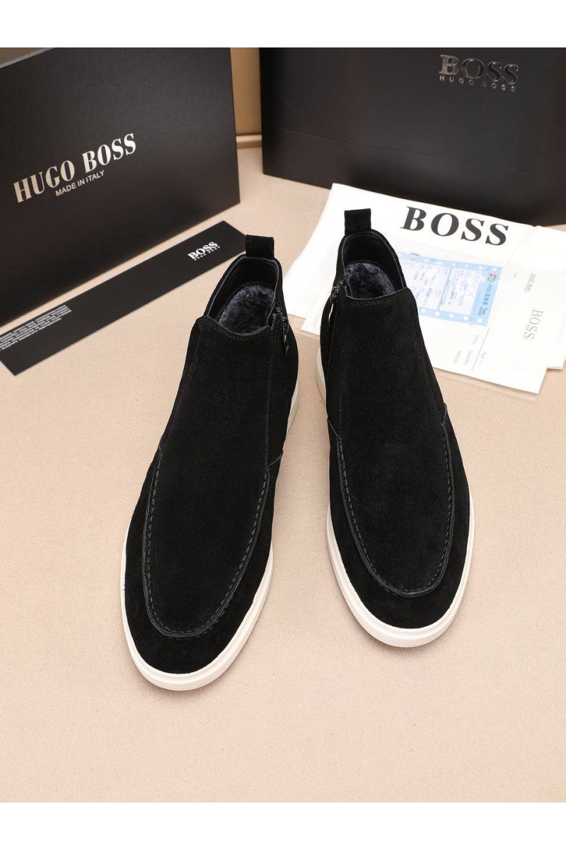 Hugо Воss Замшевые лоферы с мехом high-top - Black