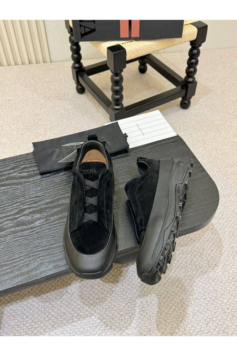 Zegna Замшевые кроссовки Triple Stitch Monte - Black
