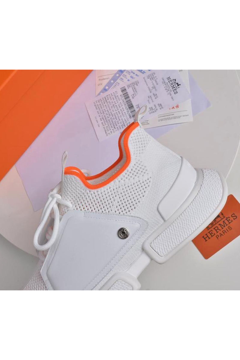 Hermes Мужские текстильные кроссовки Expert - White