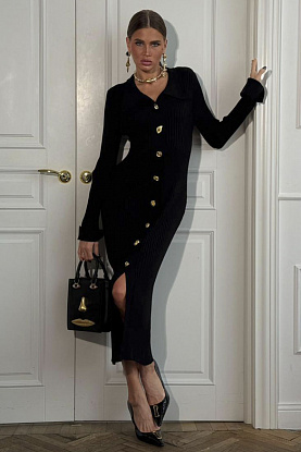 Женское трикотажное платье чёрного цвета