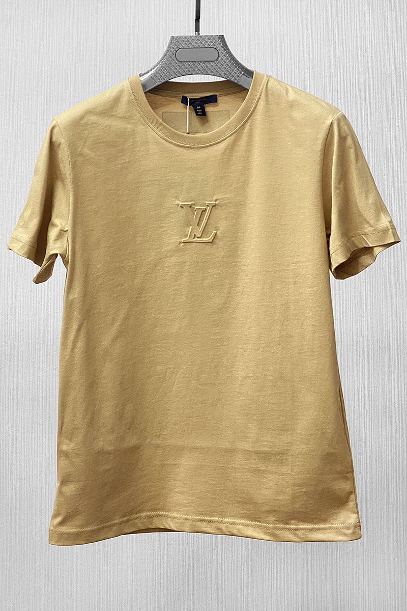 Lоuis Vuittоn Мужская брендовая футболка бежевого цвета
