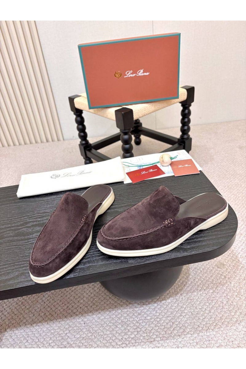 Loro Piana Мужские замшевые шлёпанцы