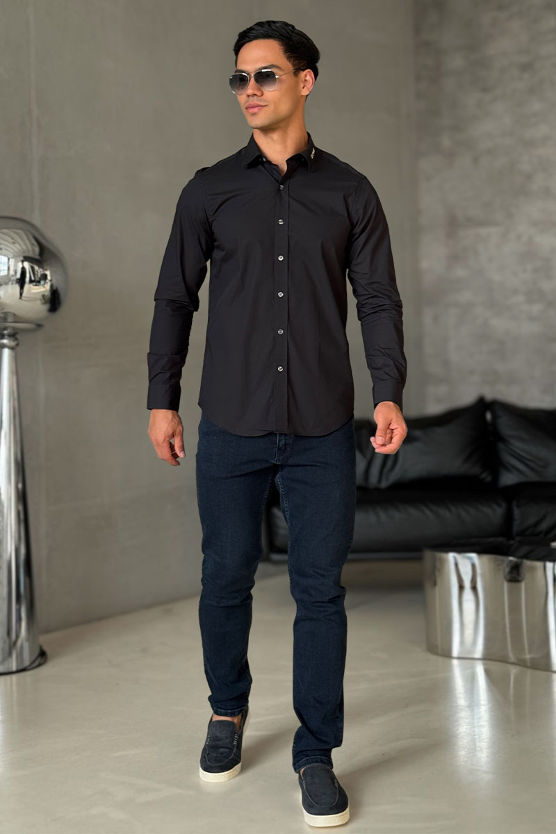 Hugо Воss Чёрная классическая рубашка Love