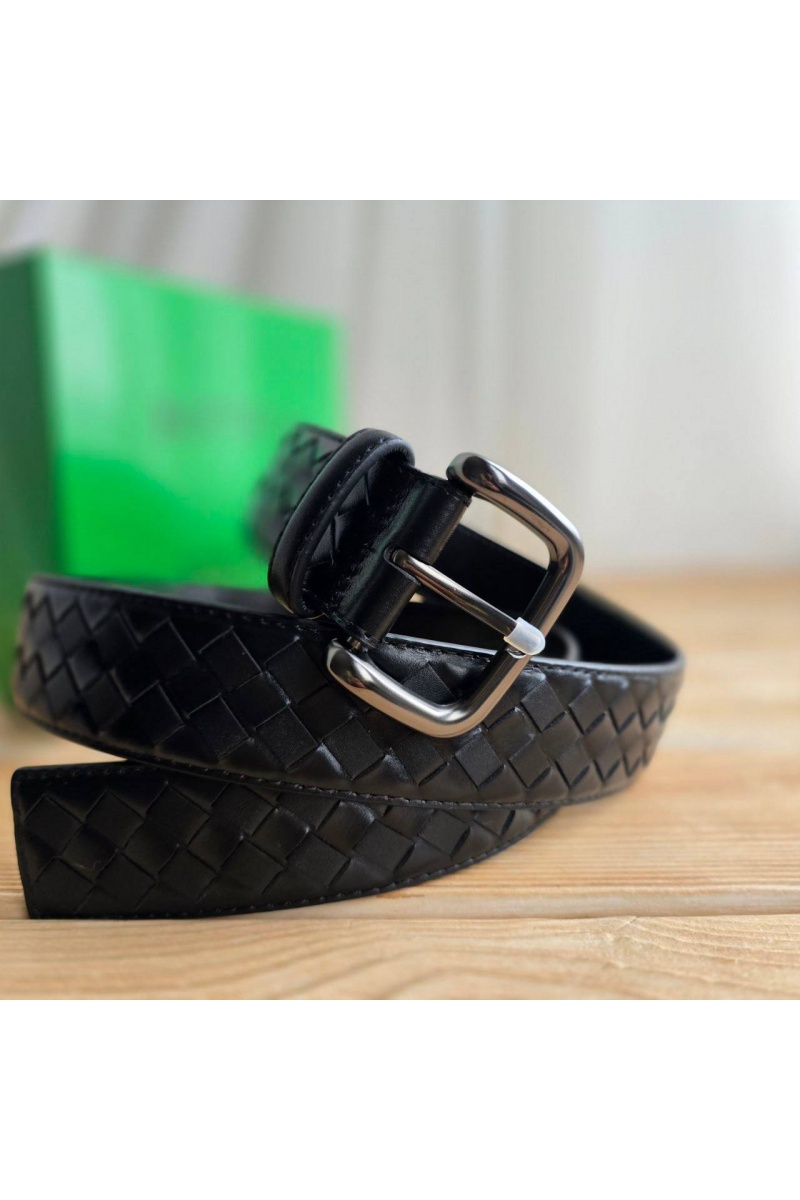 Bottega Veneta Кожаный чёрный ремень 