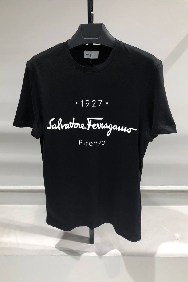 Salvatore Ferragamo Чёрная футболка 1927 Signature