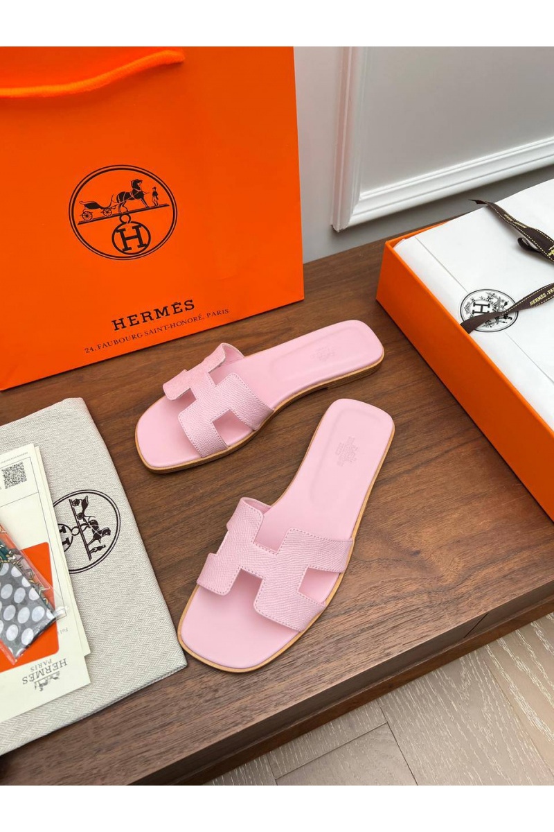 Hermes Женские кожаные шлёпанцы premium