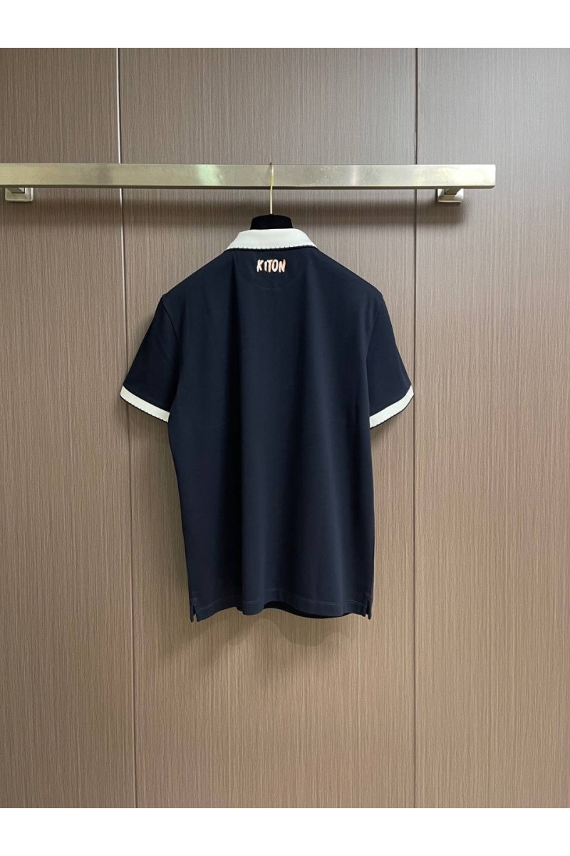 Kiton Мужское поло тёмно-синего цвета premium