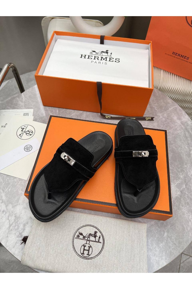 Hermes Женские кожаные шлёпанцы Empire premium