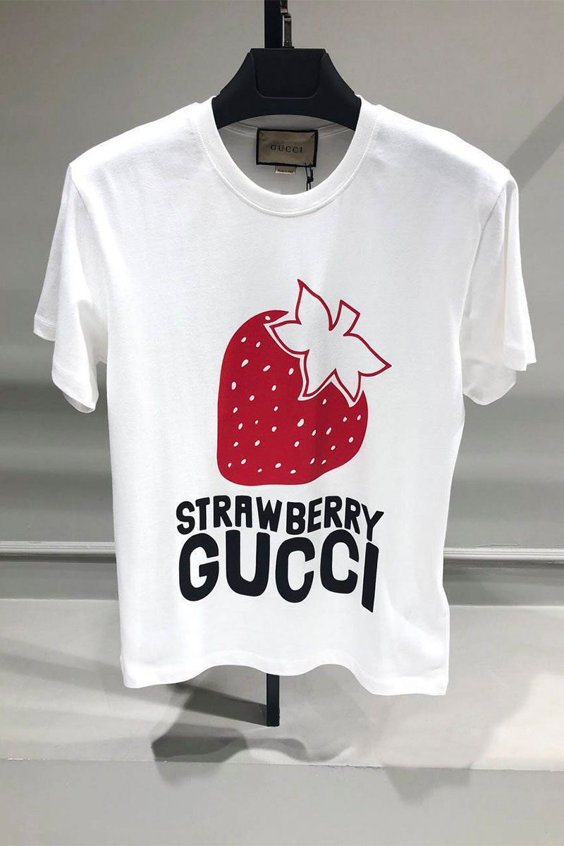 Gucci Женская белая футболка Strawberry