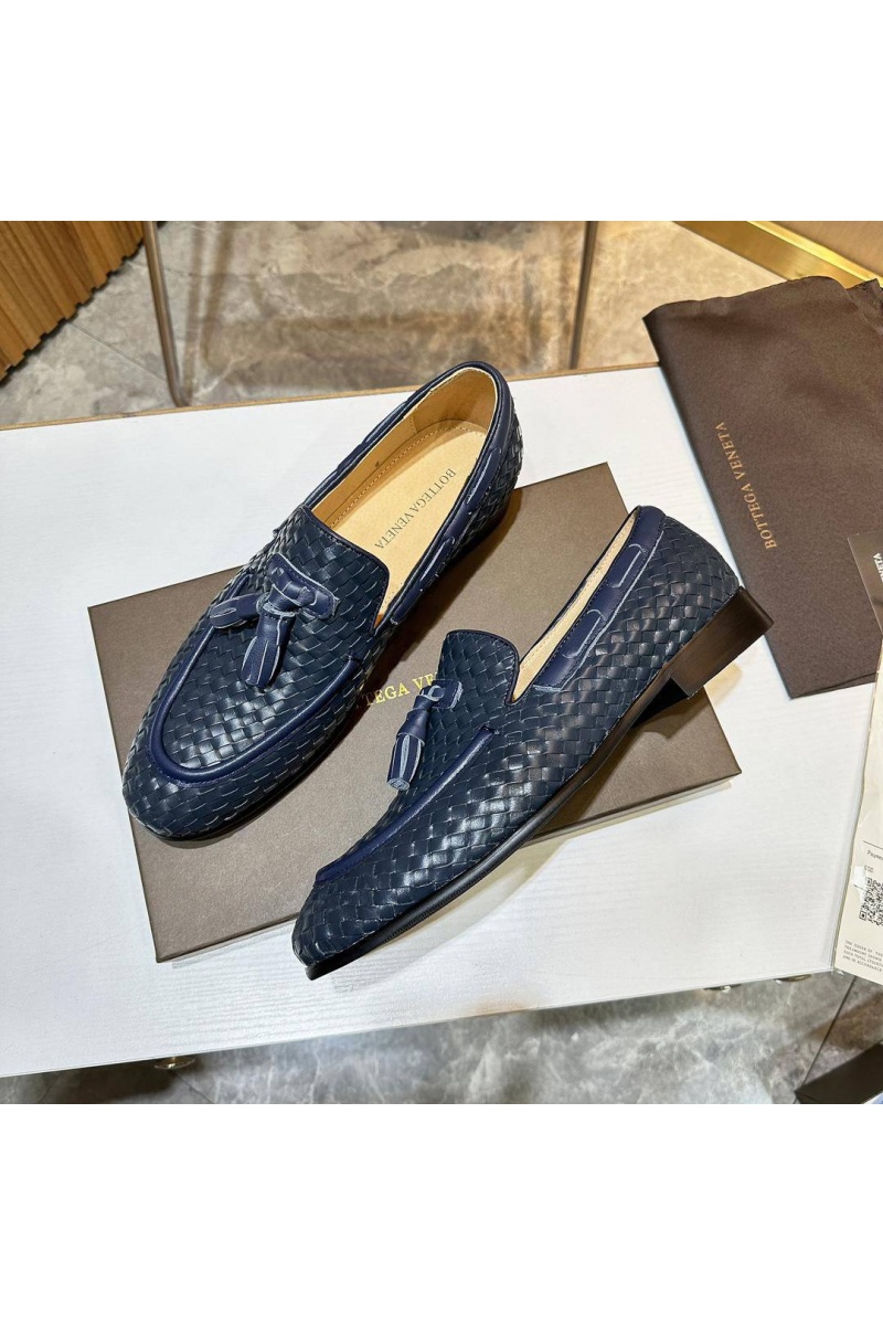 Bottega Veneta Мужские кожаные лоферы Intrecciato - Navy