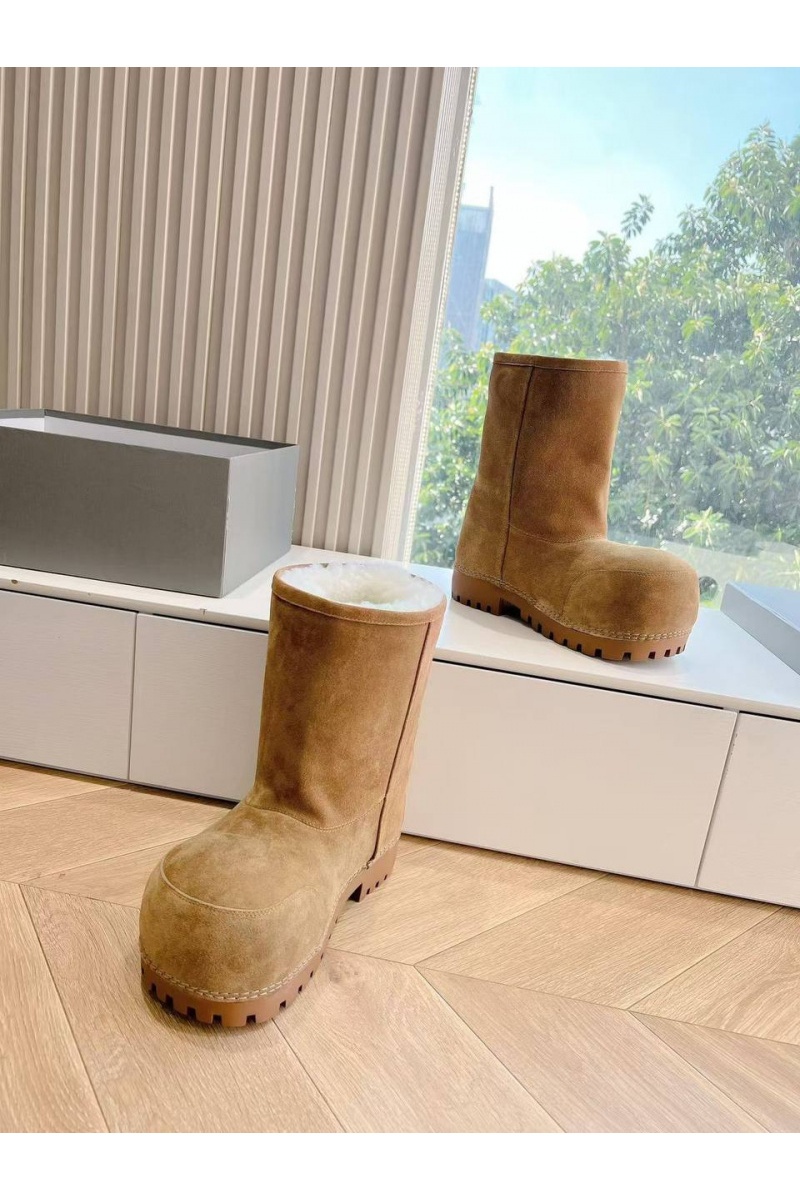 Balenciaga Женские ботинки Premium Alaska Fur Low Boot  - Brown