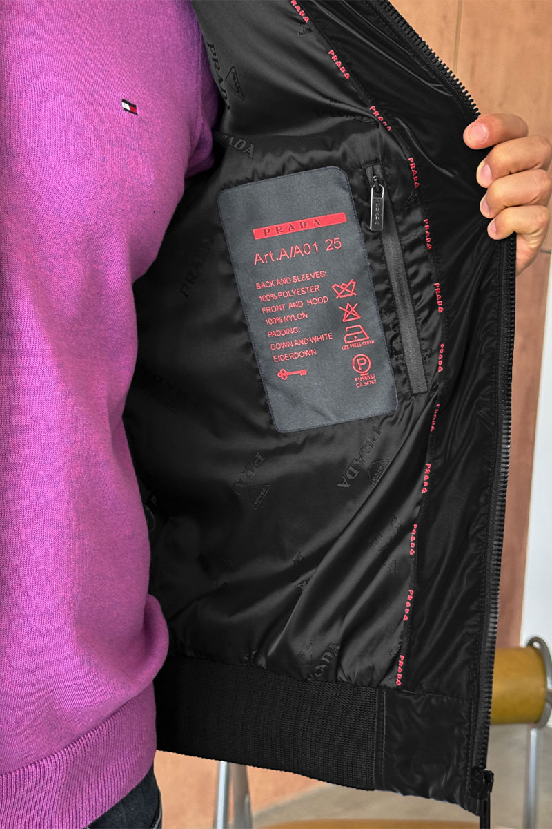 Prada Куртка с вязаными рукавами Linea Rossa - Black