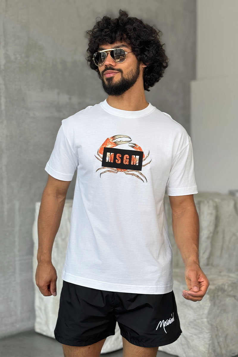 Designer Clothing Белая оверсайз футболка MSGM Crab-print