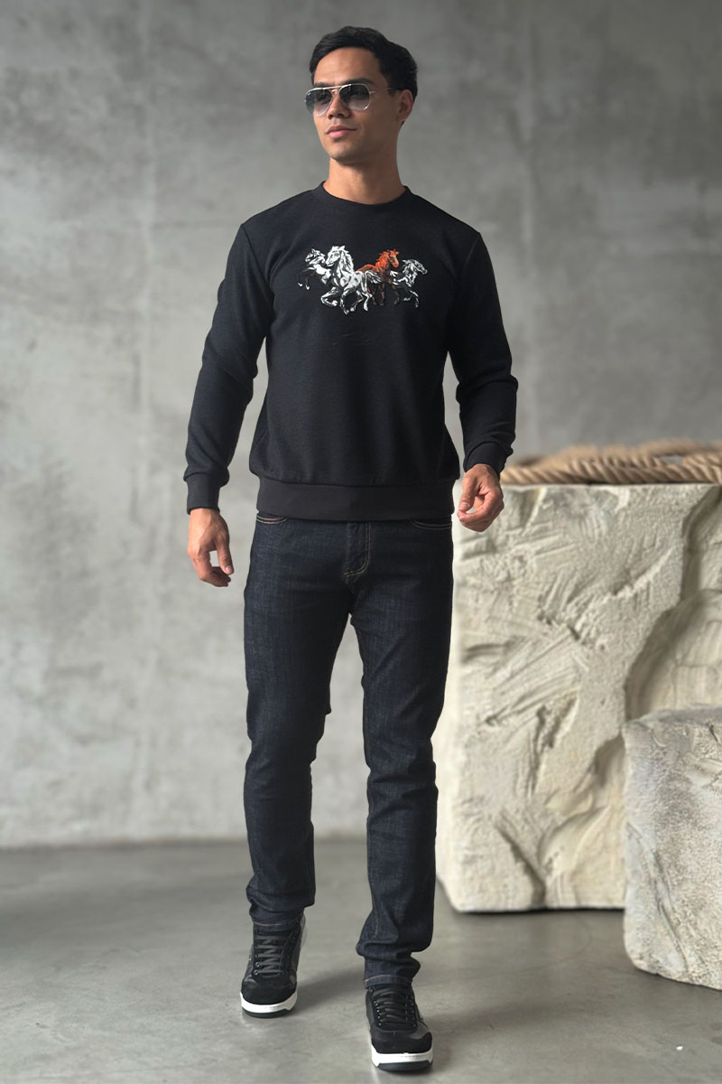 Hermes Мужской свитшот чёрного цвета 