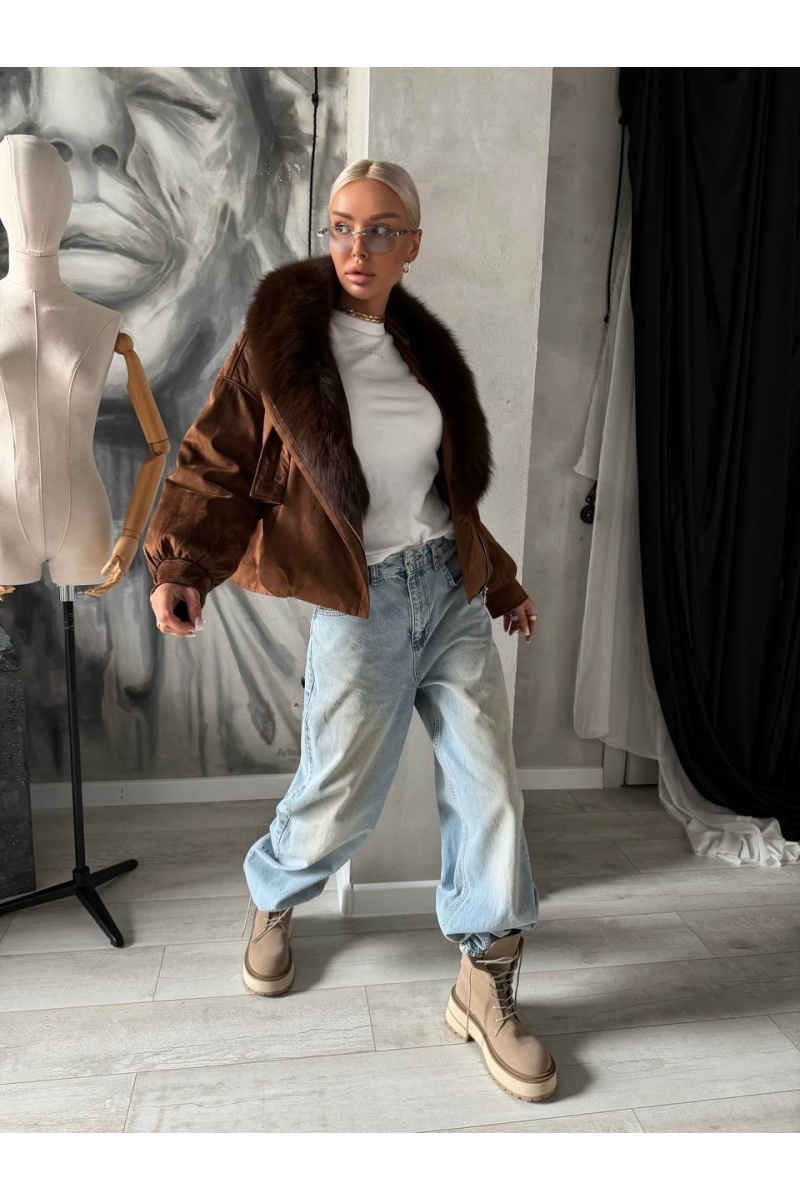 Loro Piana Женский бомбер с натуральным мехом premium