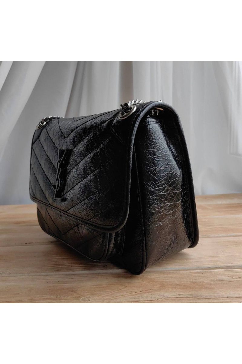 Yves Saint Laurent Кожаная сумка Niki Medium Black 28x21 см