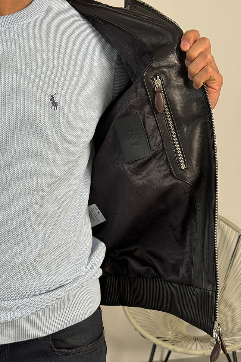 Designer Clothing Мужская кожаная куртка Berluti Premium