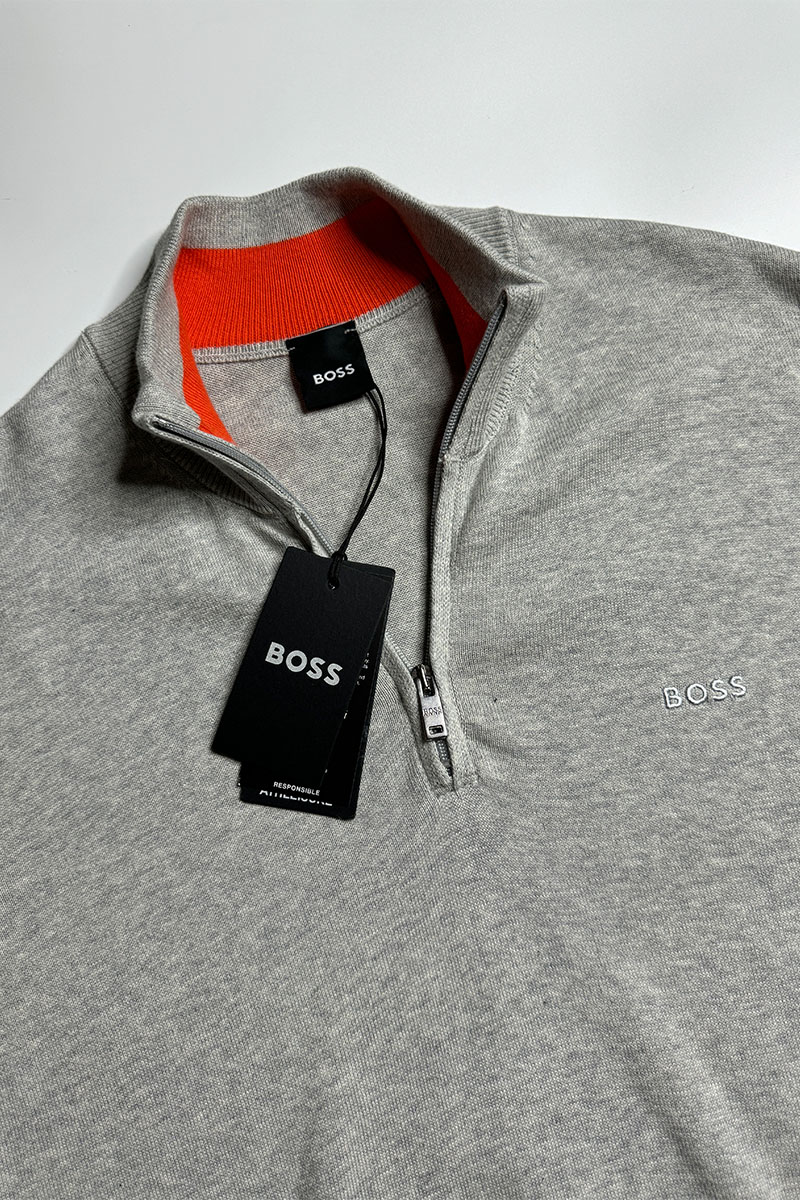 Hugо Воss Мужской джемпер quarter zip - Grey 