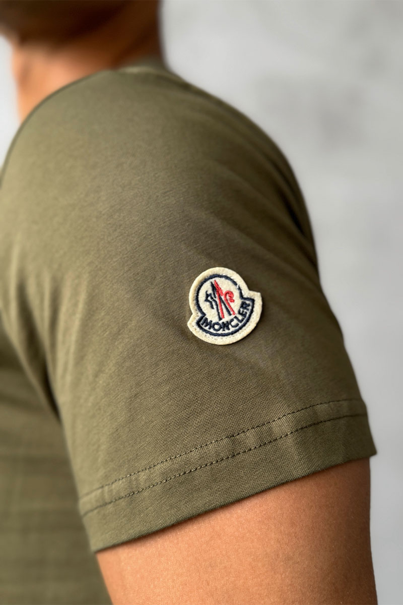 Moncler Мужская футболка logo-patch - Khaki