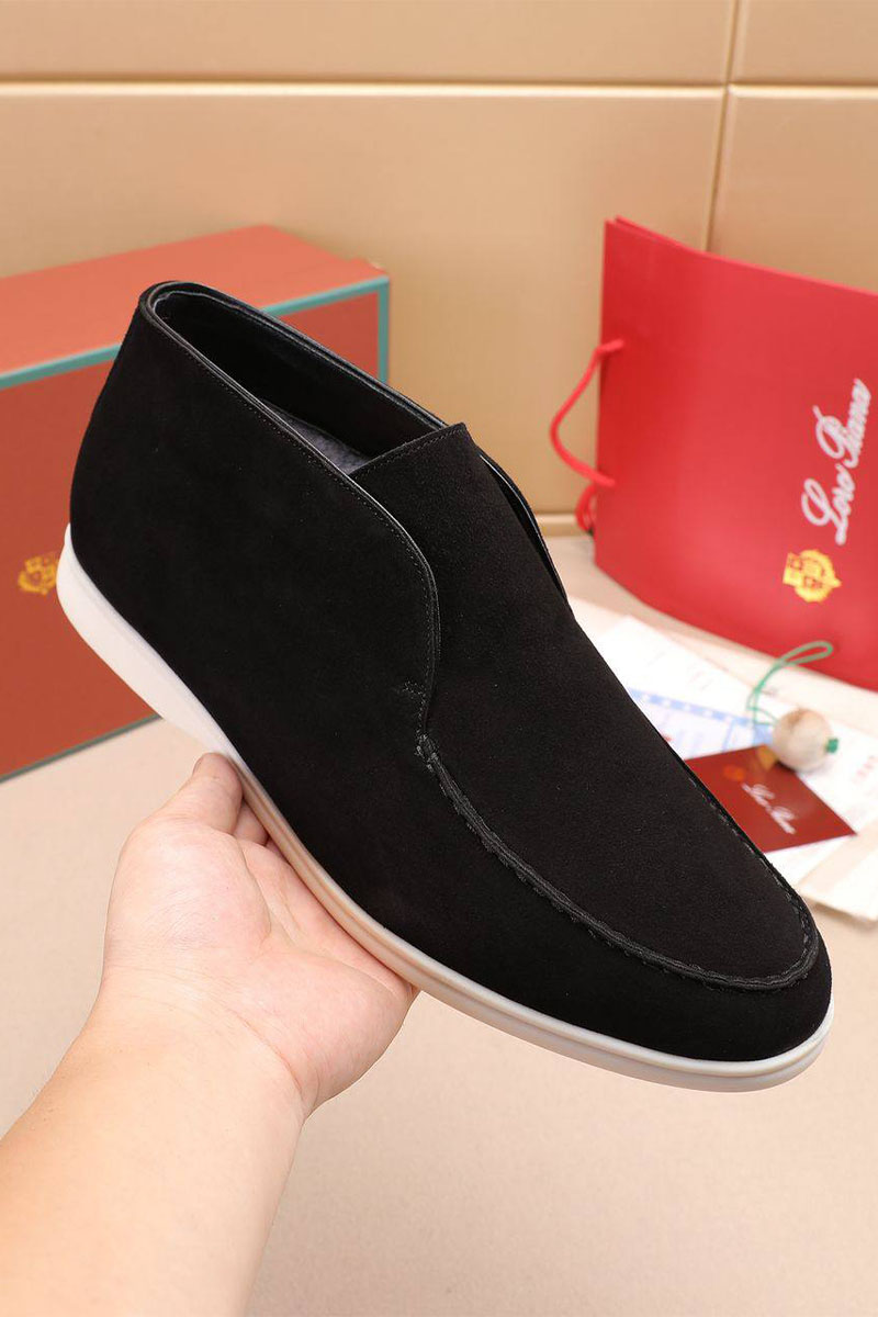 Loro Piana Замшевые лоферы с мехом Open Walk - Black