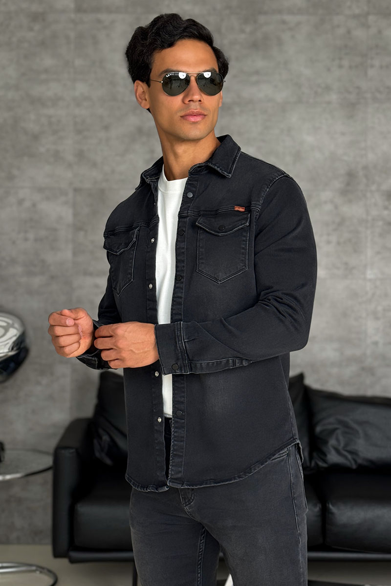 Loro Piana Джинсовая рубашка чёрного цвета