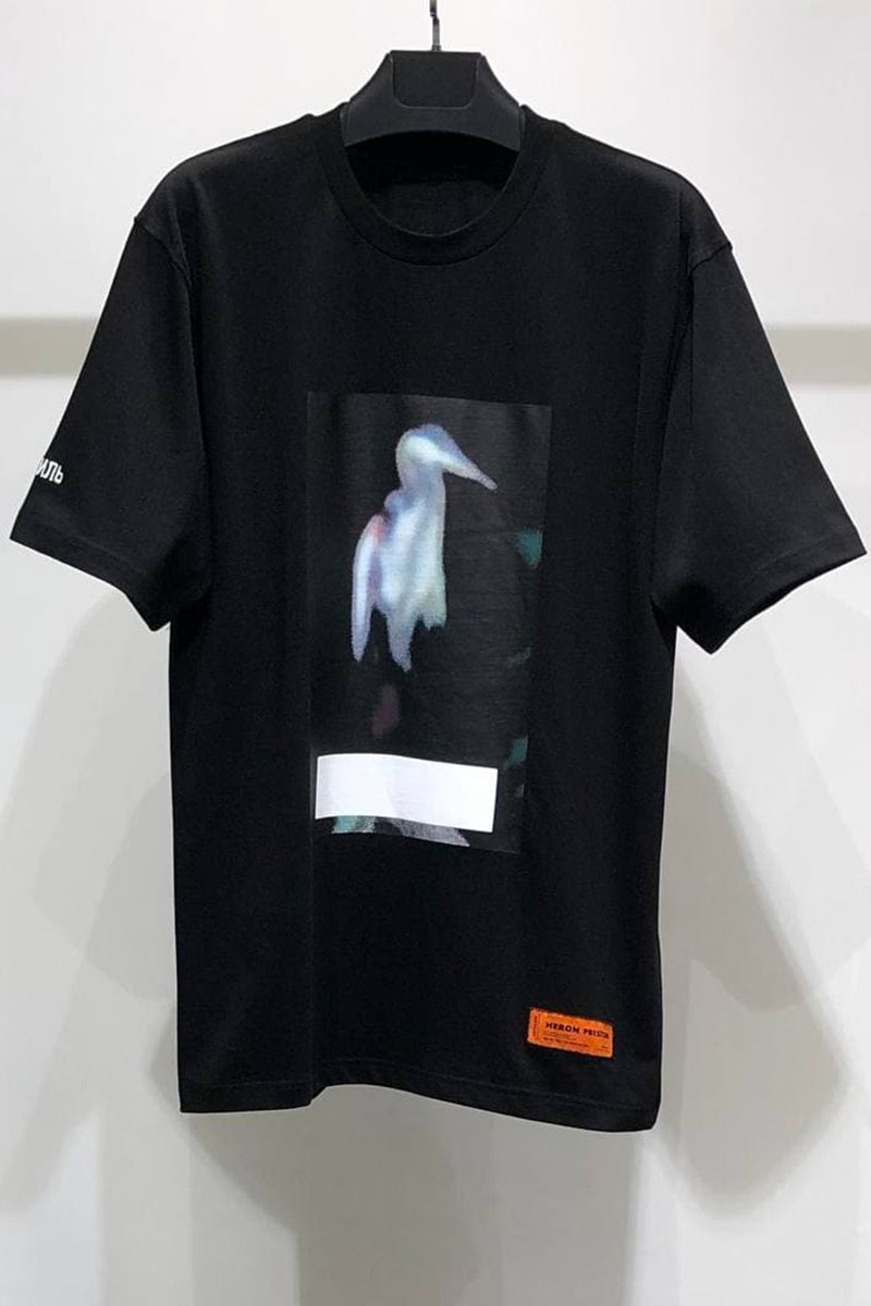 Heron Preston Чёрная оверсайз футболка Blurry Heron