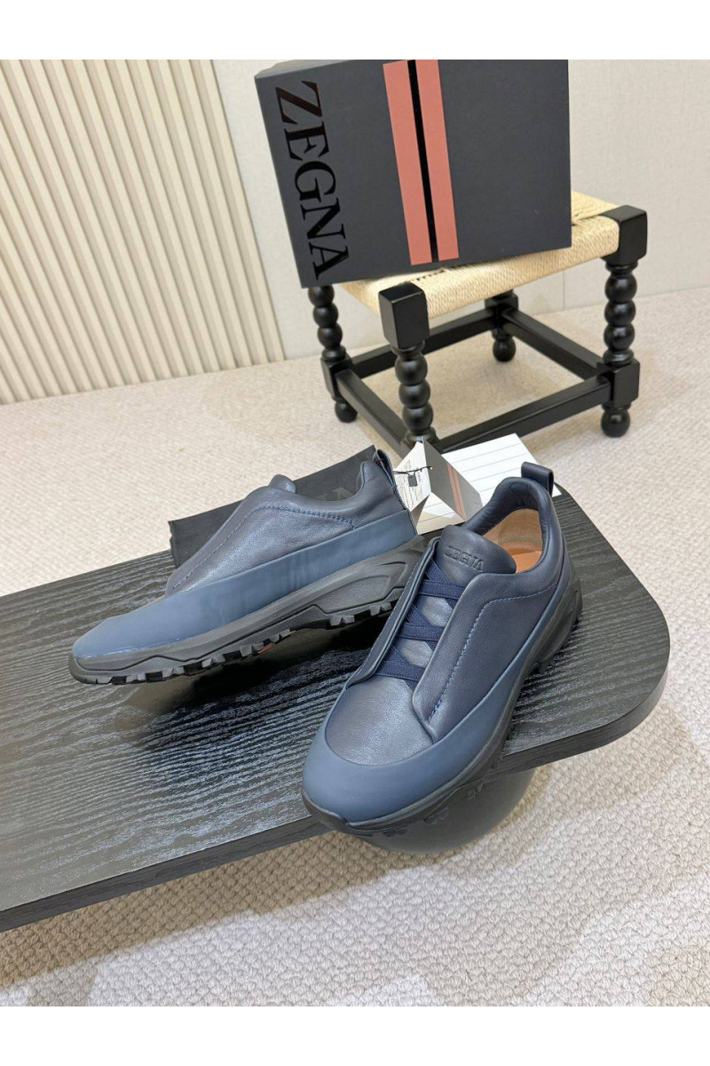 Zegna Кожаные кроссовки Triple Stitch Monte - Blue