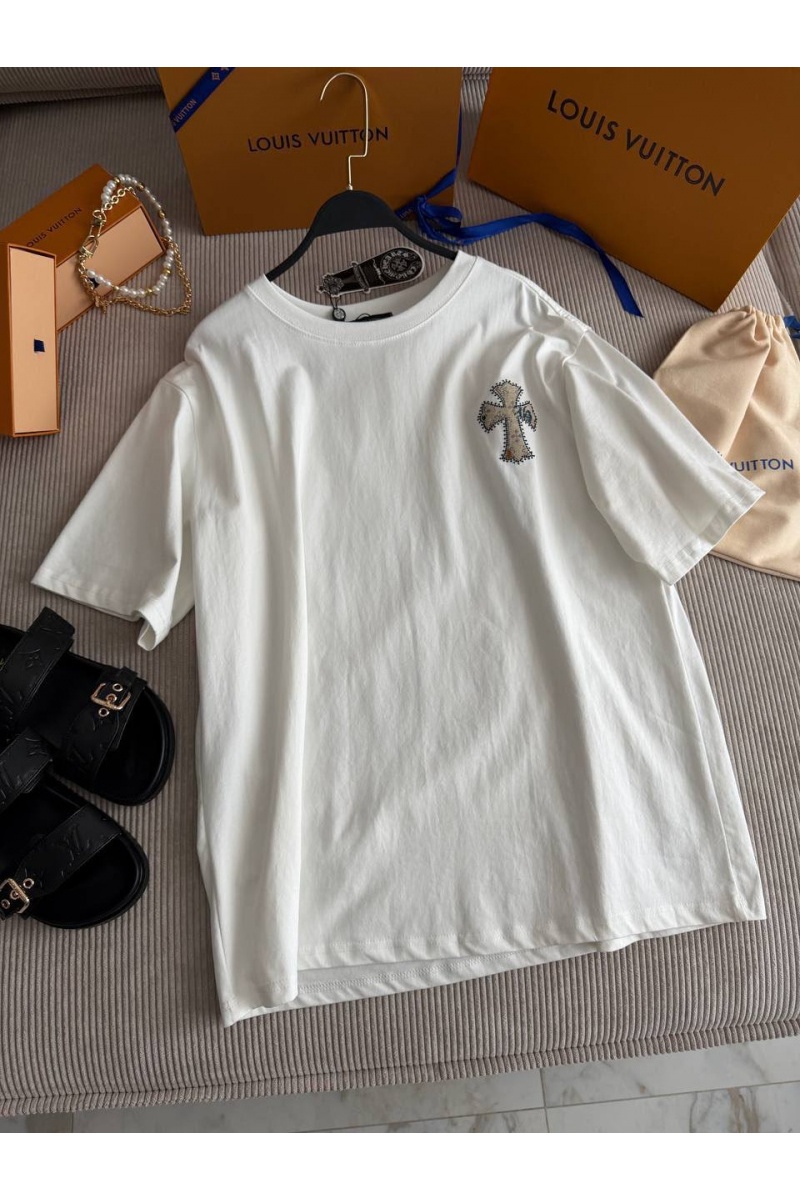 Chrome Hearts Белая женская оверсайз футболка premium