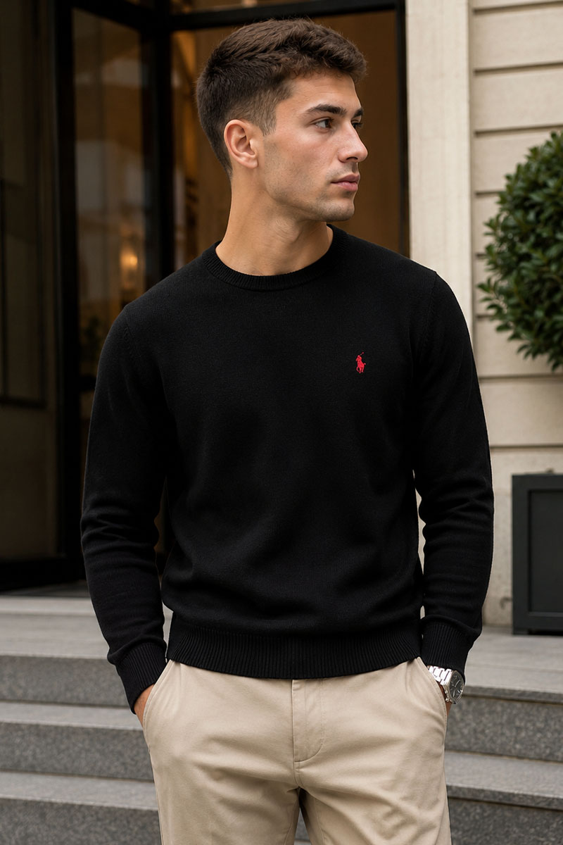 Polo Ralph Lauren Мужской чёрный джемпер embroidered logo