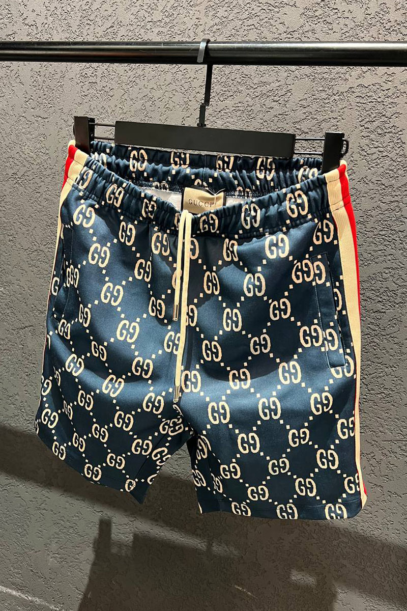 Gucci Мужские шорты синего цвета GG jacquard