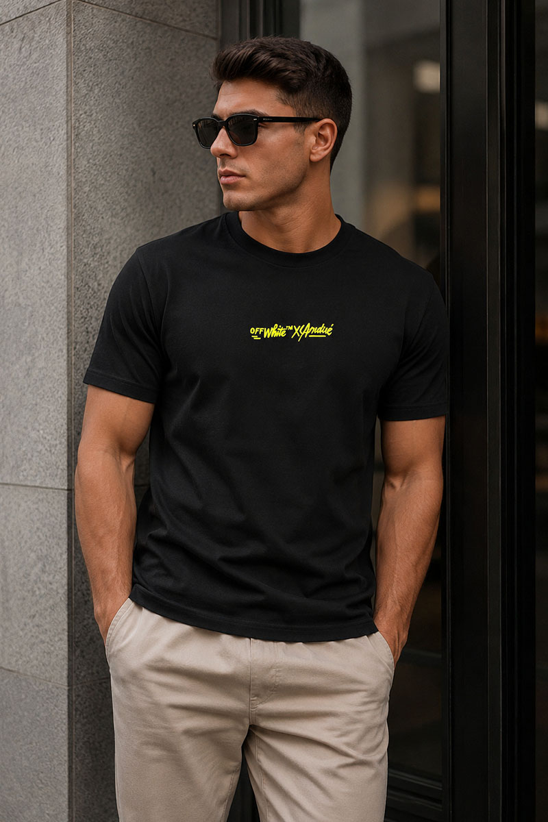 Off-White Чёрная оверсайз футболка Kaws 