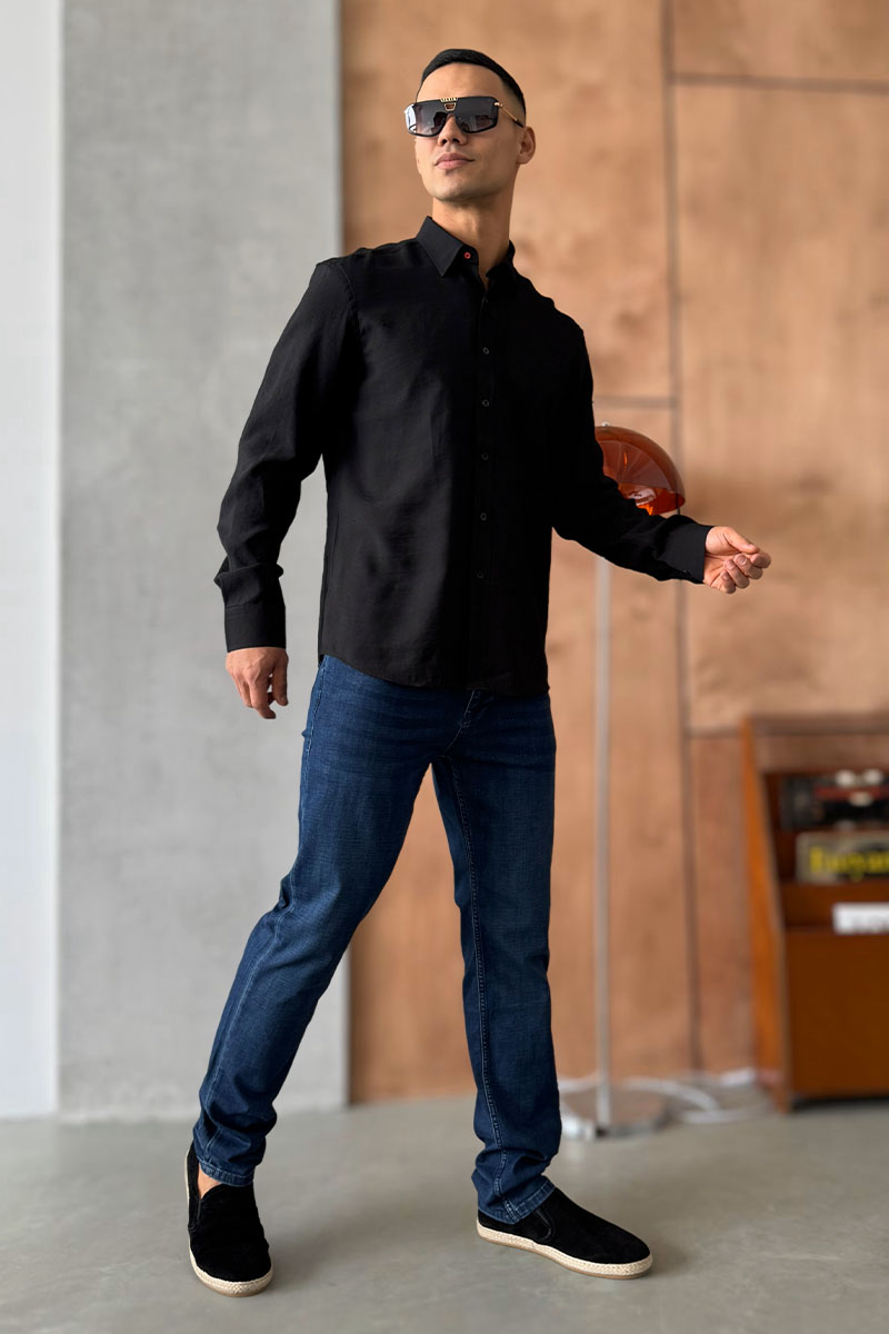 Hermes Мужская рубашка H embroidered - Black