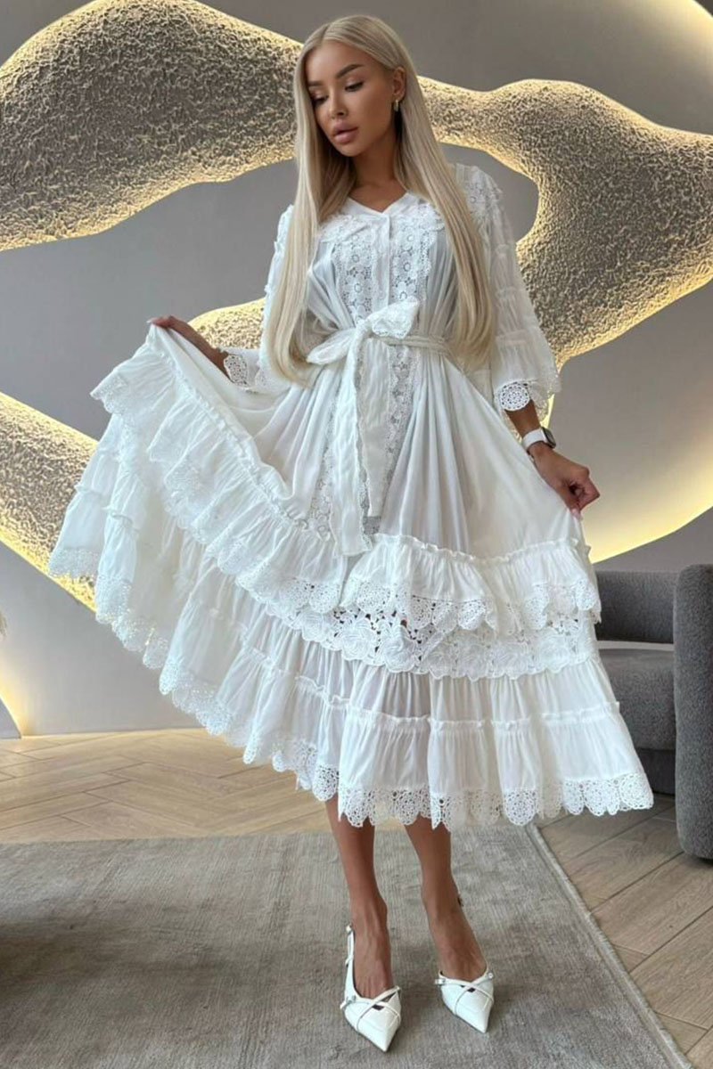 Zimmermann Женское кружевное платье белого цвета Zimmermann
