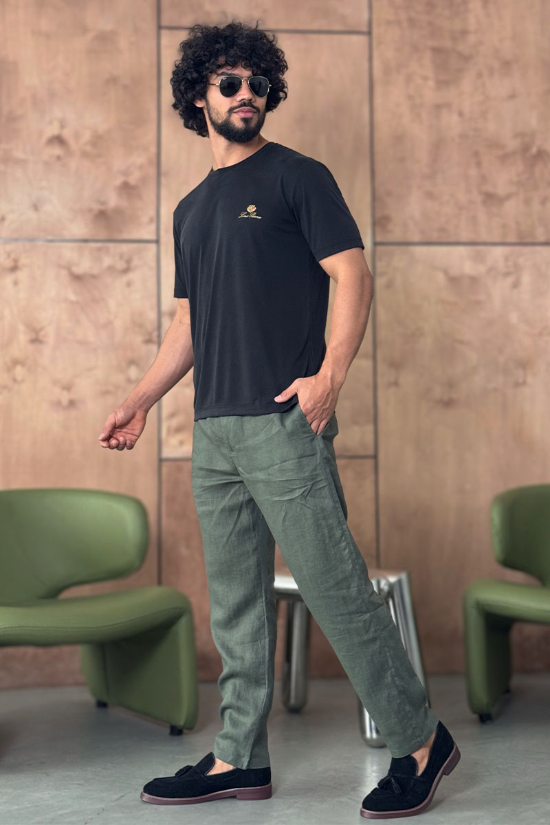 Loro Piana Мужские зелёные брюки 