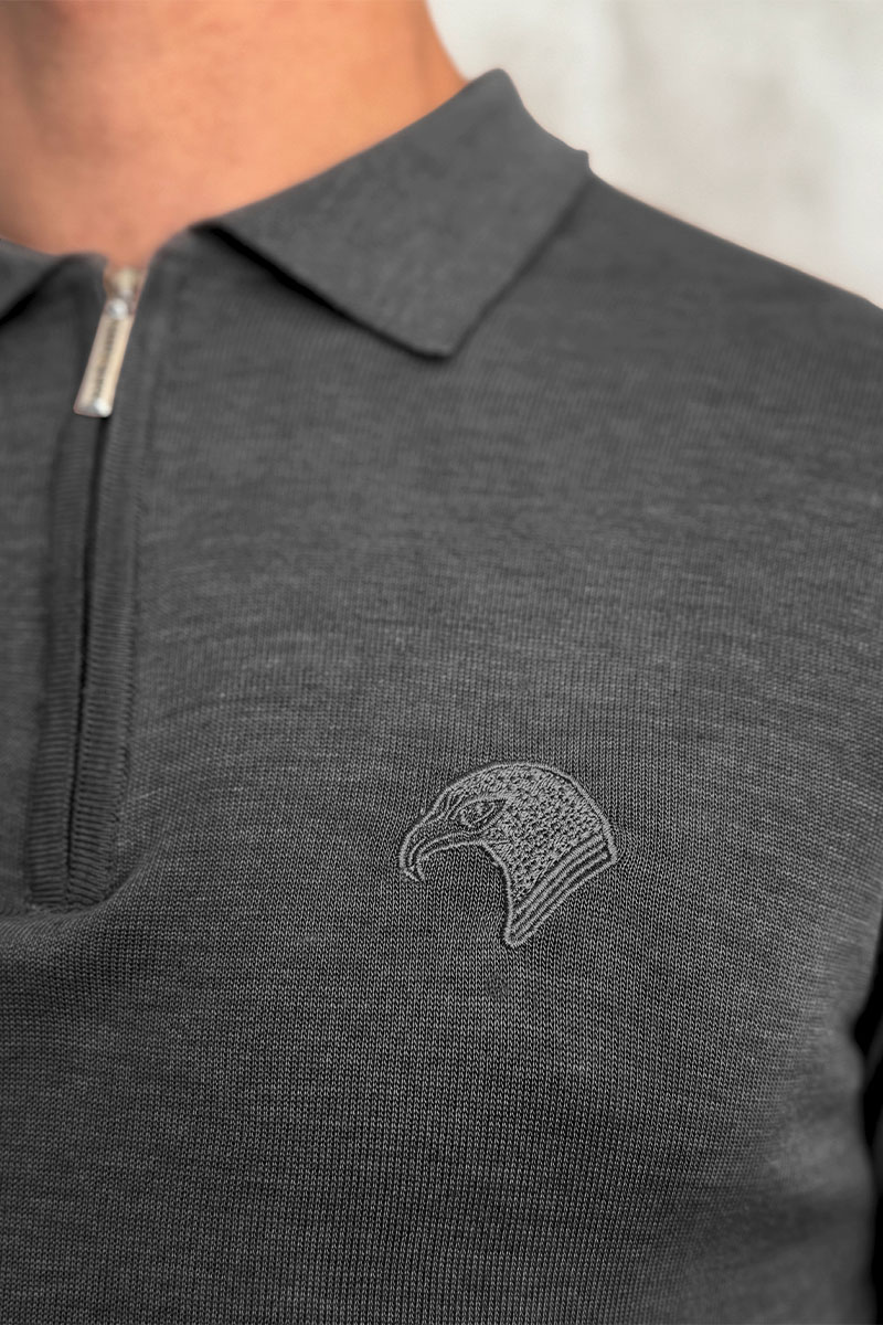 Stеfаnо Riссi Серое поло с длинным рукавом zip-up 
