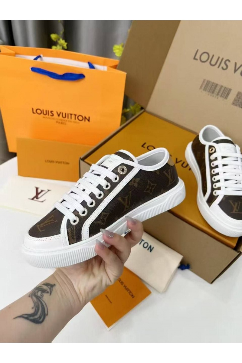 Lоuis Vuittоn Женские кожаные кеды Premium - Brown