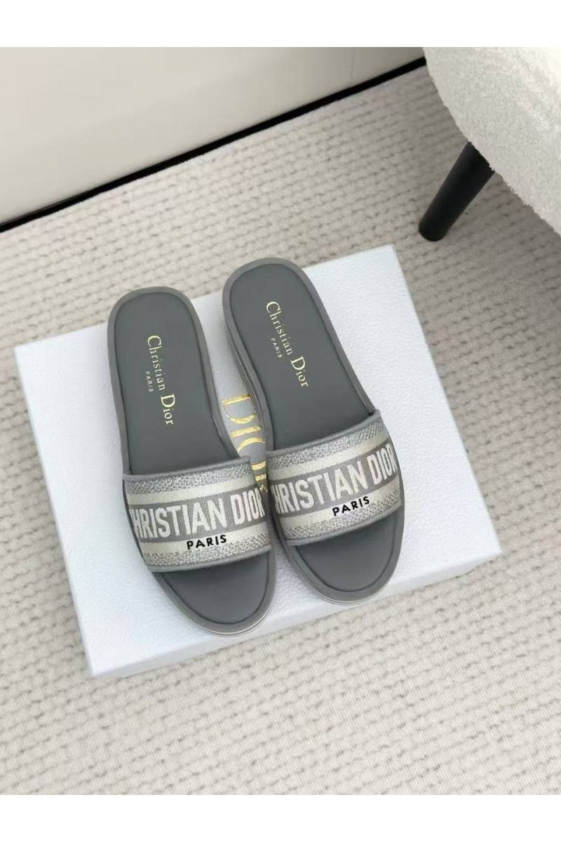 Dior Женские шлёпанцы на платформе Premium - Grey