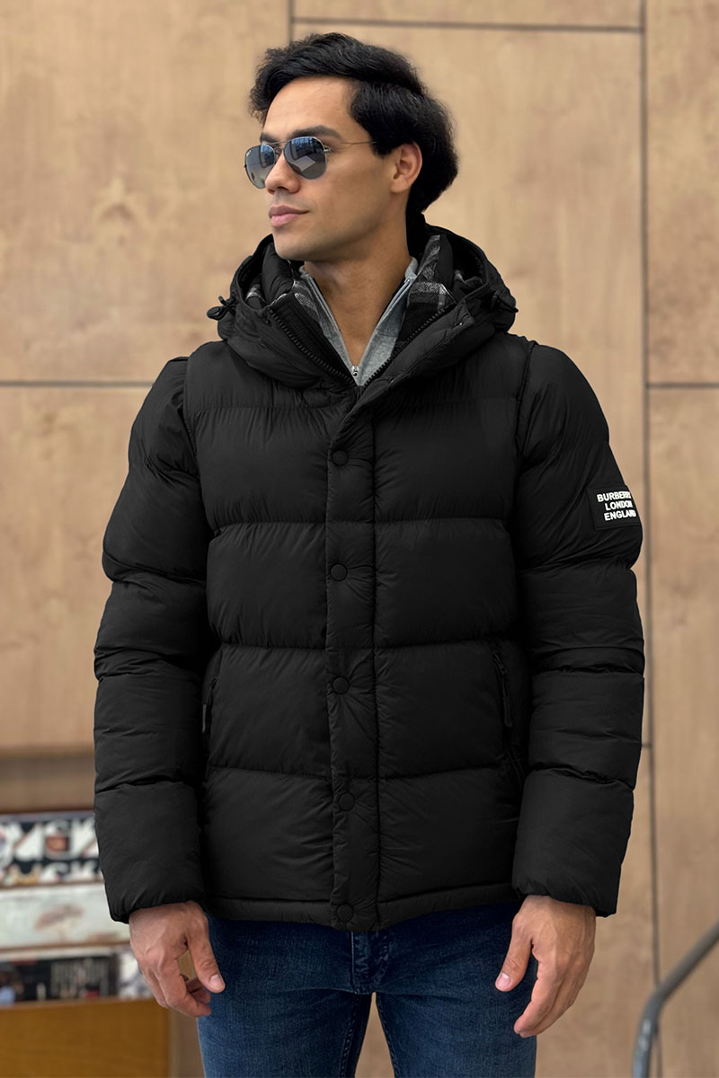 Burberry Чёрная куртка со съёмными рукавами Lockwell logo-patch