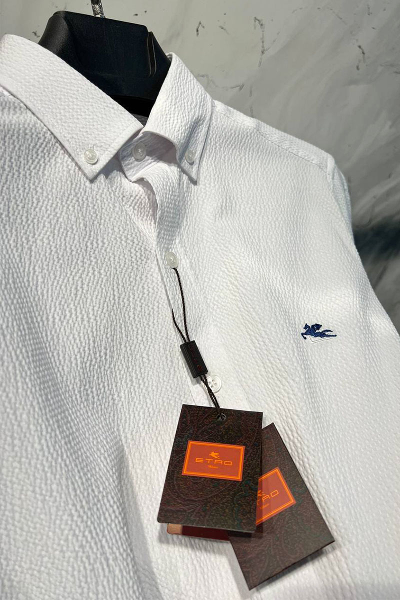 Etro Мужская белая рубашка Pegasus logo