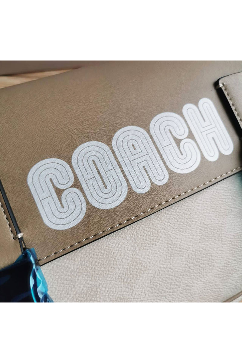 Coach Кожаная сумка Coach Track - Colorblock 28x20 см