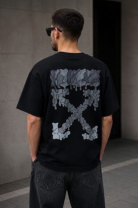 Чёрная оверсайз футболка 21SS Black Marker