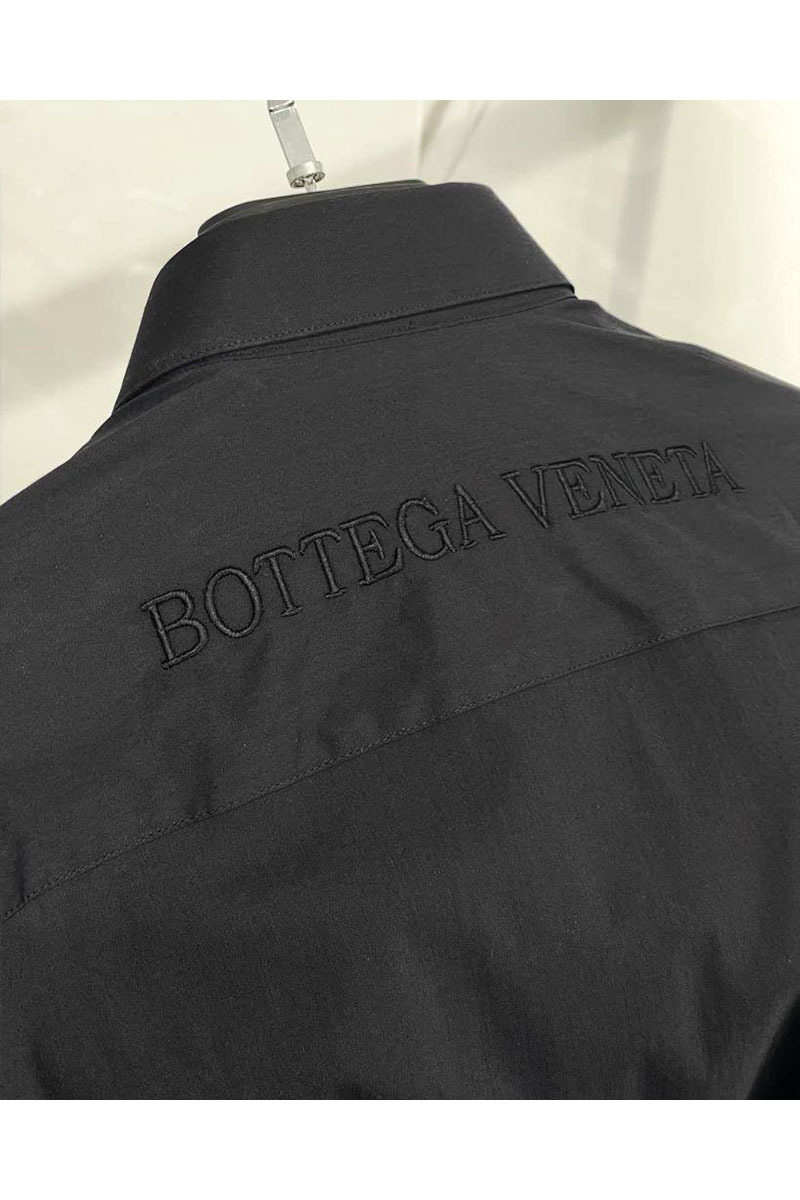 Bottega Veneta Мужская чёрная рубашка  logo-embroidered