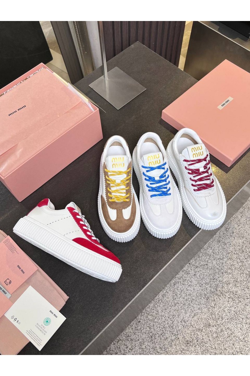 MIU MIU Женские кожаные кроссовки Premium