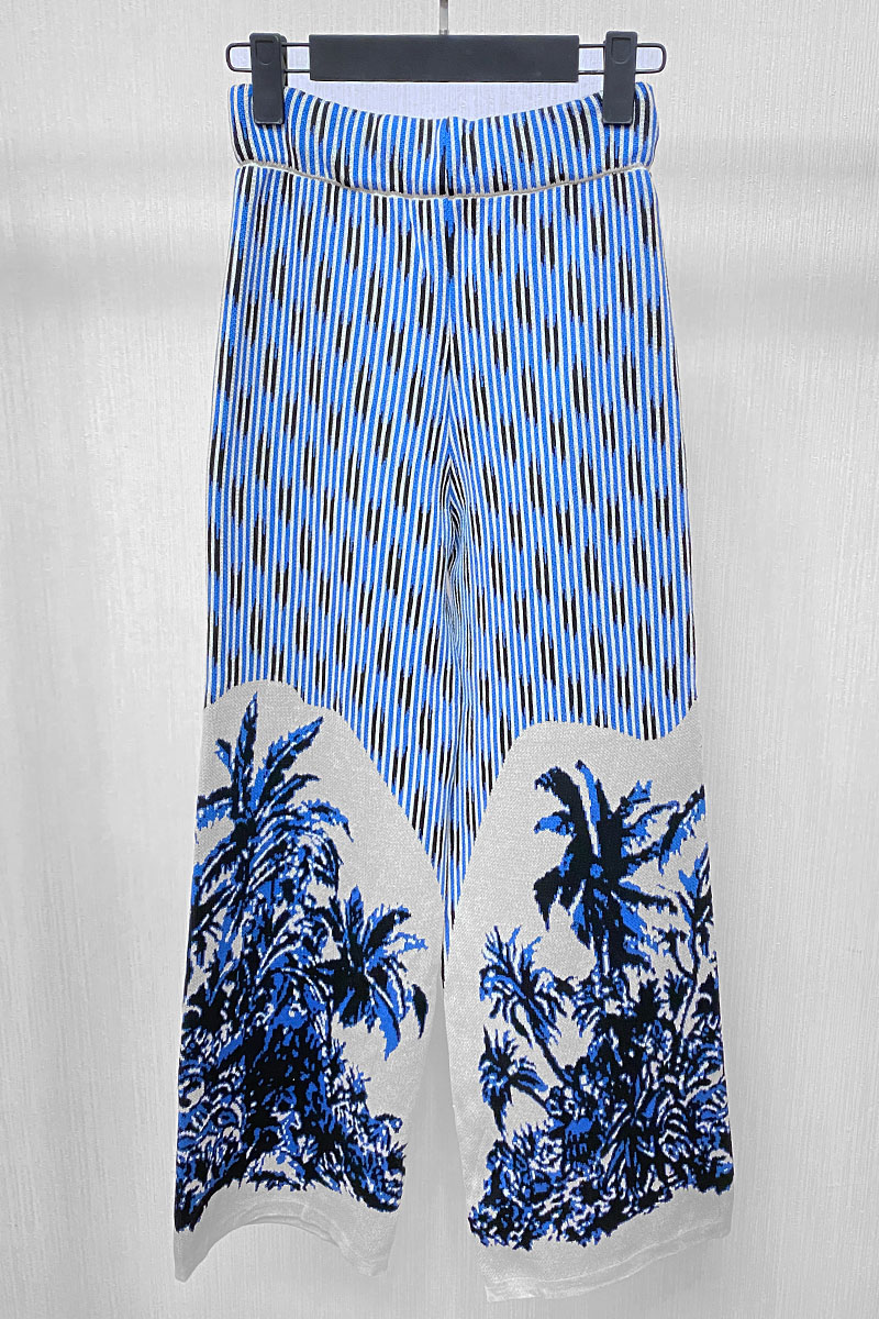 Dior Классические женские штаны "Palms" - White / Blue