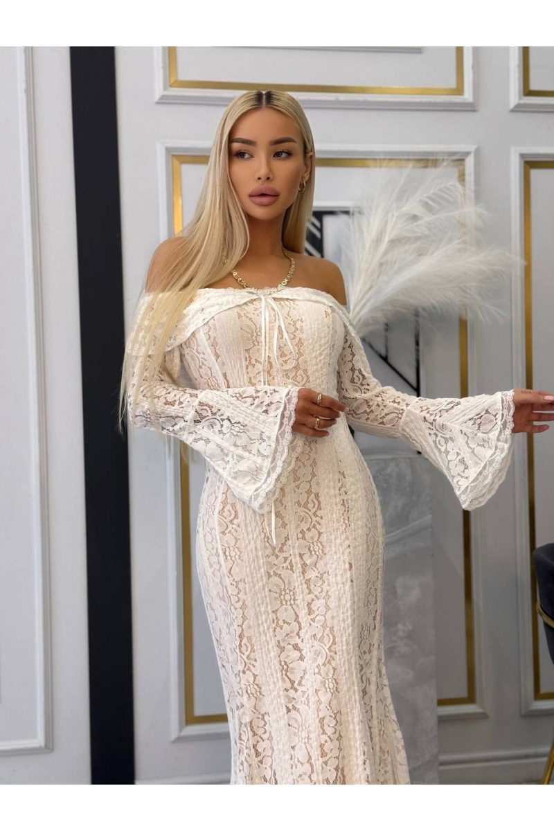 MIU MIU Кружевное женское платье с открытыми плечами 