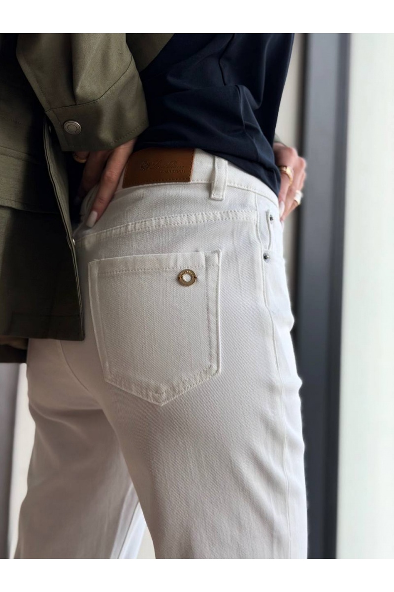 Loro Piana Белые женские джинсы клёш premium