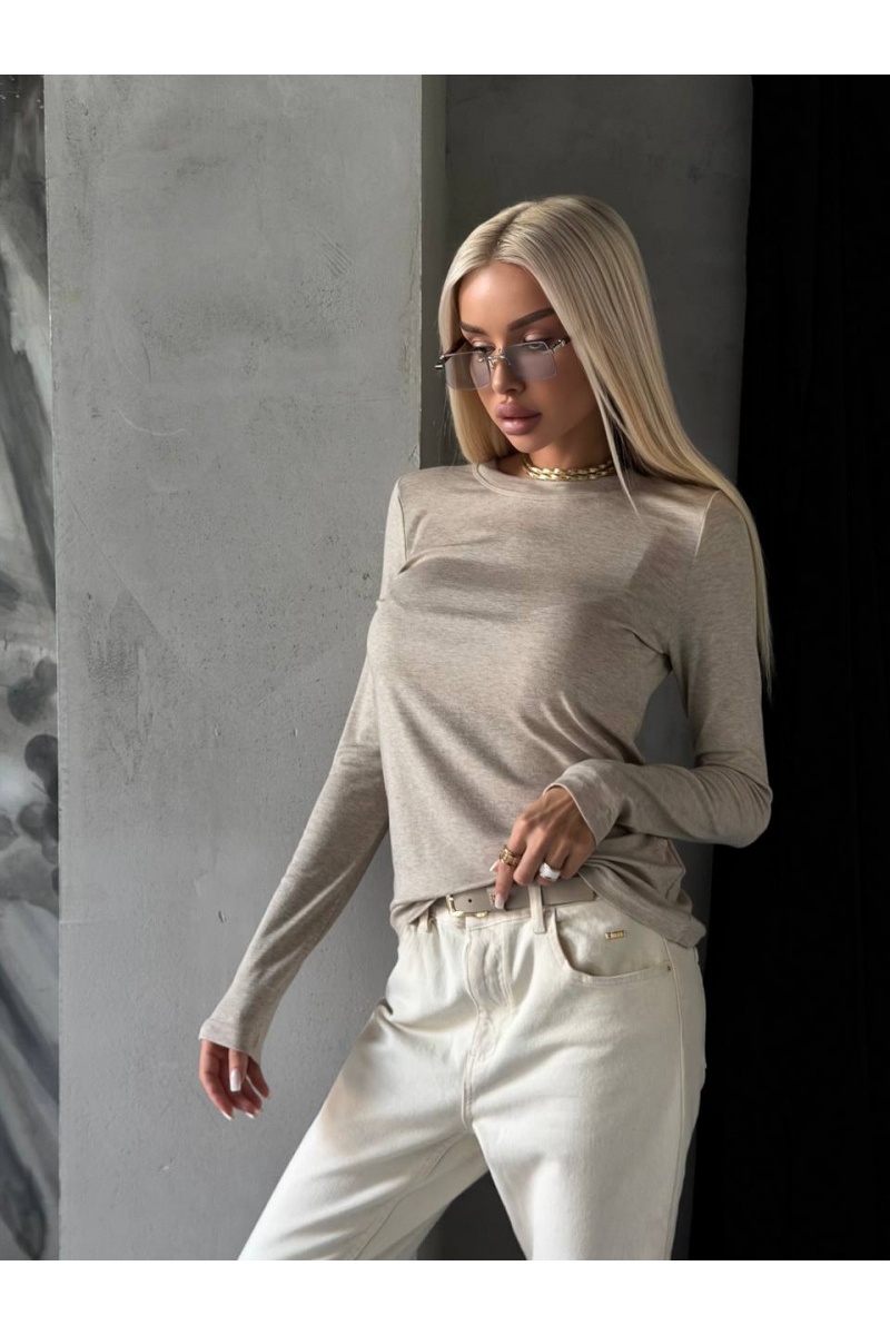 Designer Clothing Женский лонгслив бежевого цвета The Row premium