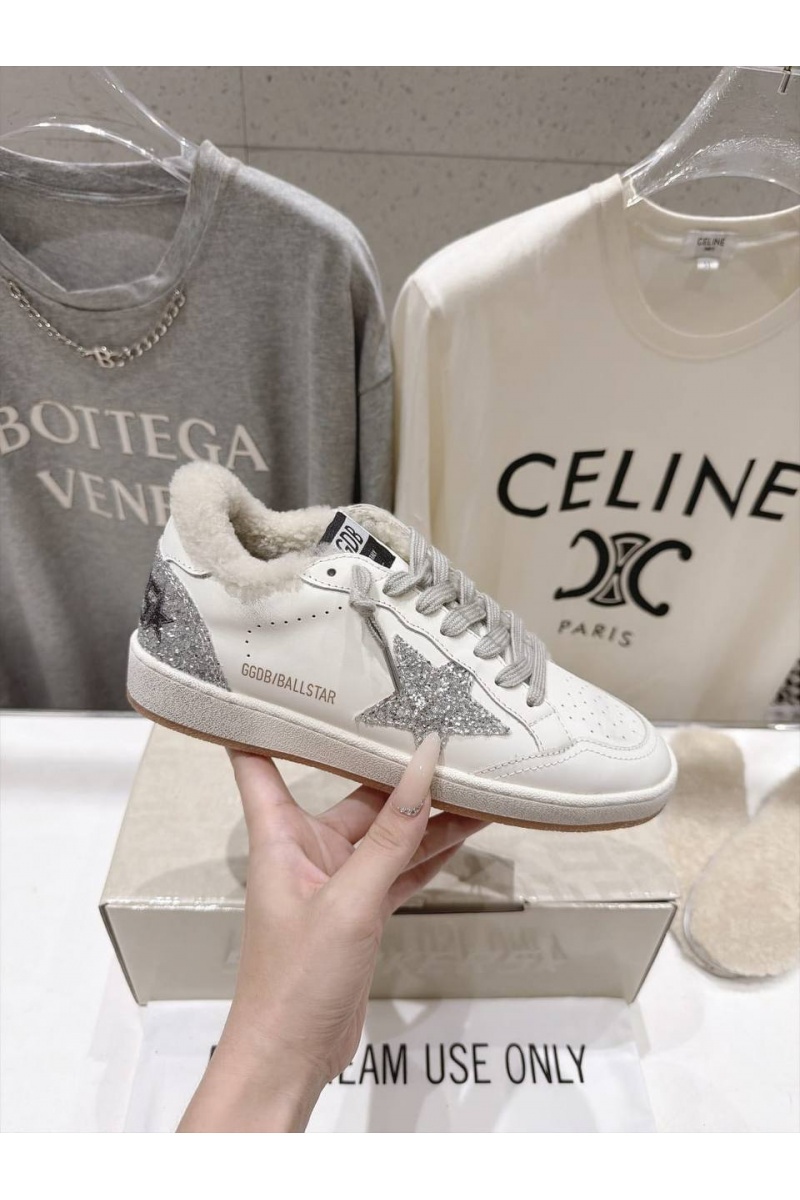 Designer Clothing Женские кожаные кроссовки с мехом Golden Goose Ball Star premium